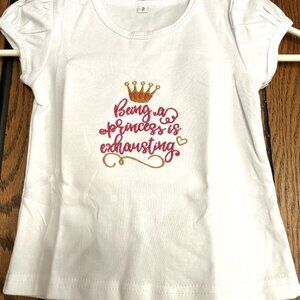 Princess white shirt comb cotton size 2 Embroidery